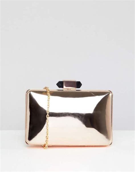 true decadence rose gold metallic box clutch bag|True Decadence box clutch in rose gold .